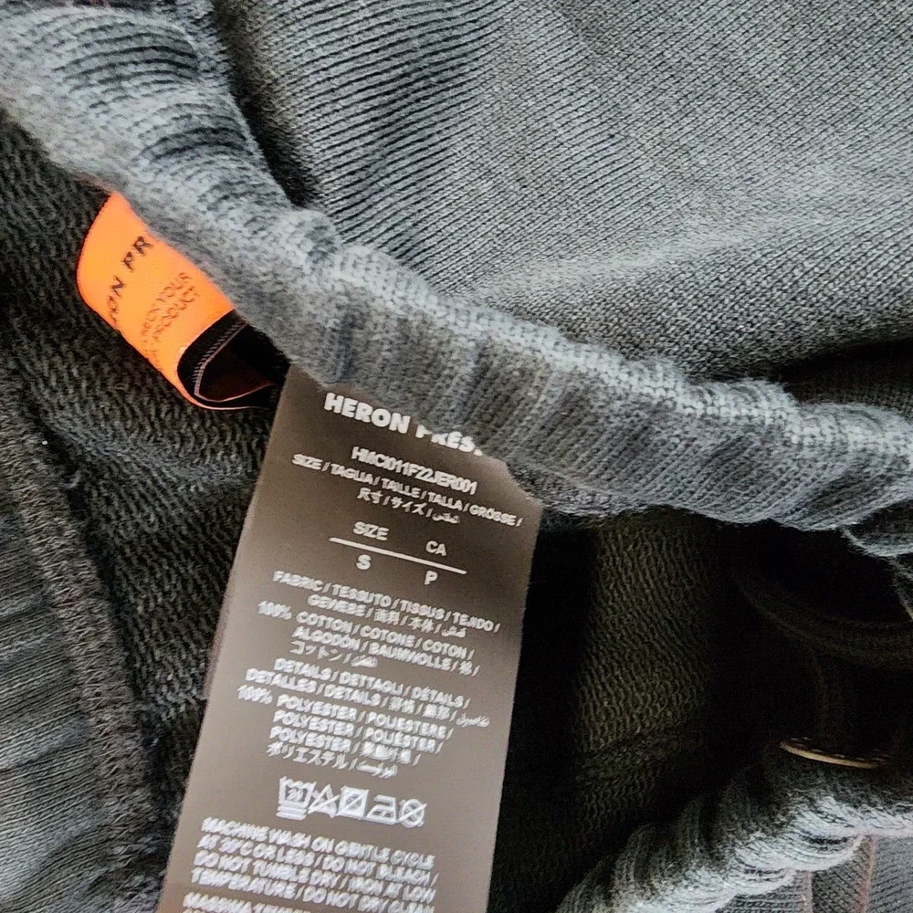 Heron Preston Color Blocks Logo Print Sweat Shorts Men's S Black Gray Pockets~ - Picture 9 of 14